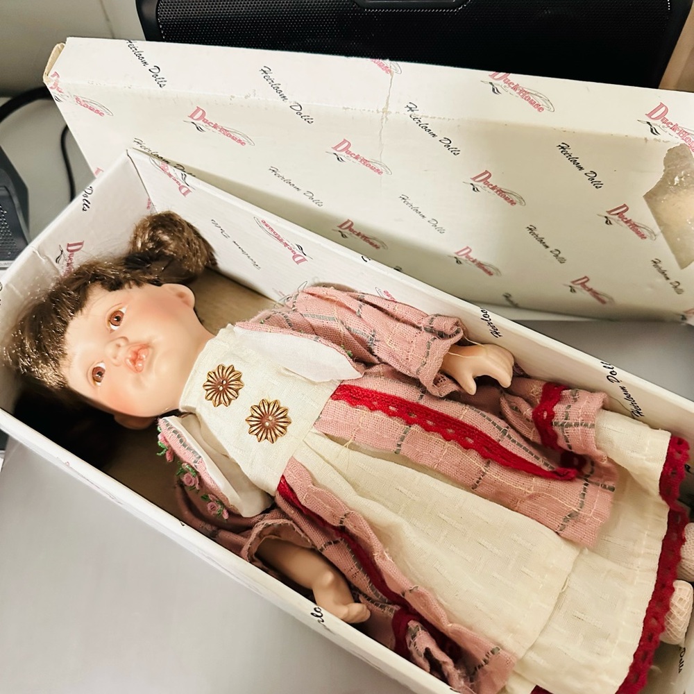 Heritage Pink and White Vintage Doll handmade